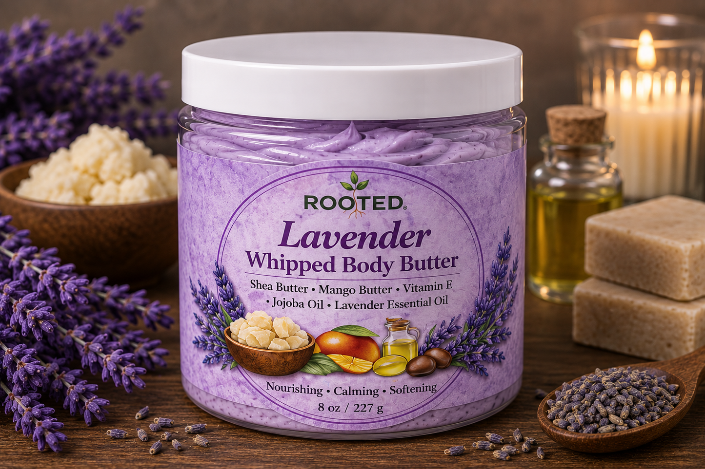 Rooted Glow Whipped Body Butter (8oz)-Scented Options
