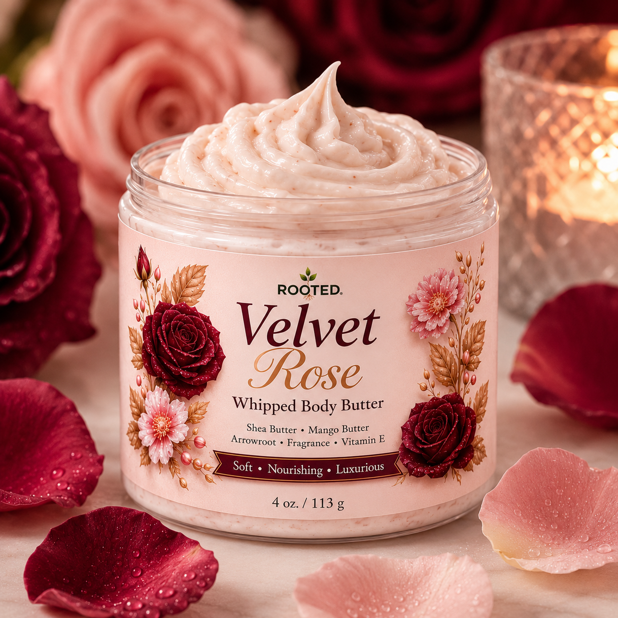 Rooted Glow Whipped Body Butter (4oz)-Scented Options