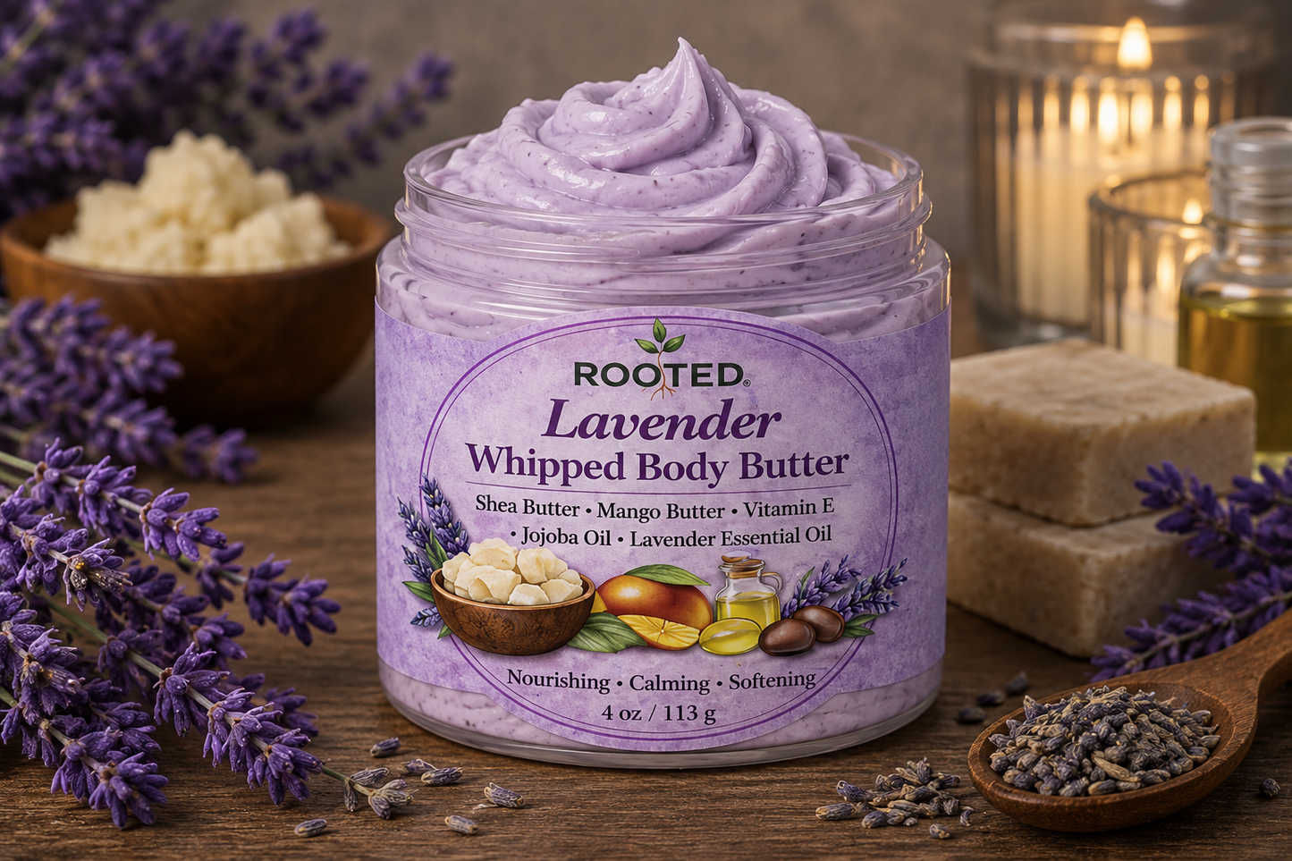 Rooted Glow Whipped Body Butter (4oz)-Scented Options